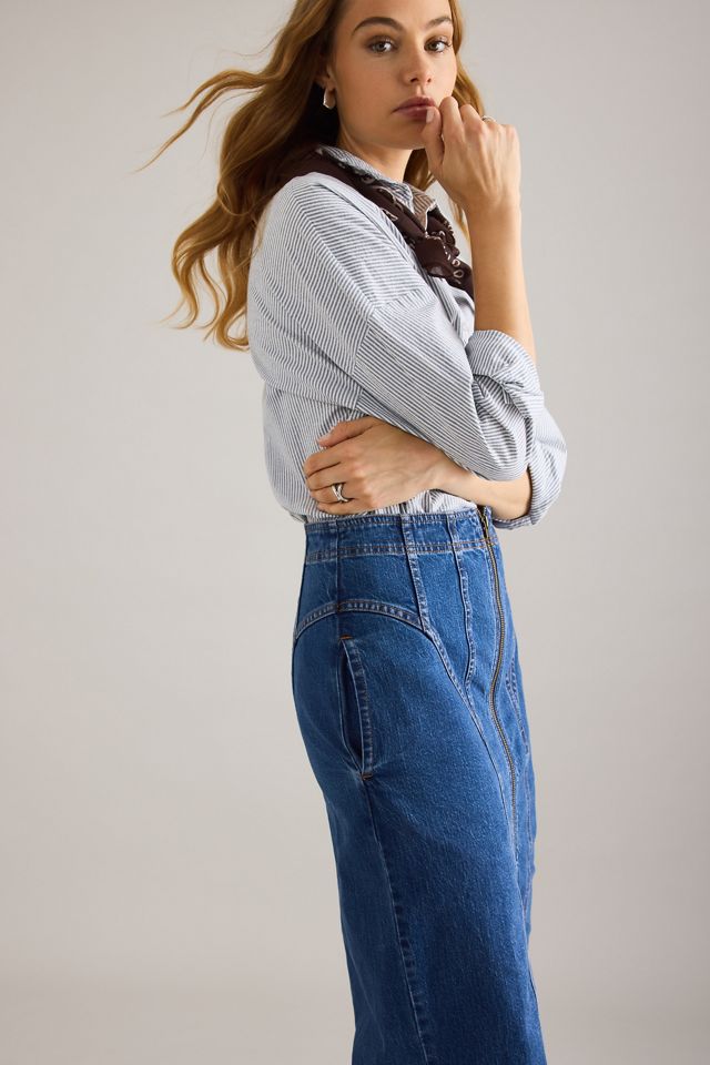 Jupe midi en denim corset Pilcro #5