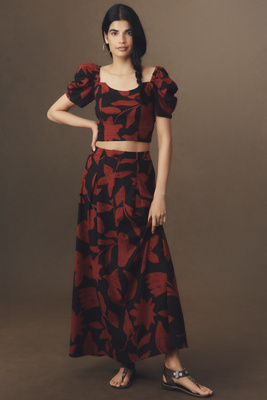 By Anthropologie Linen Blend Maxi Skirt In Brown