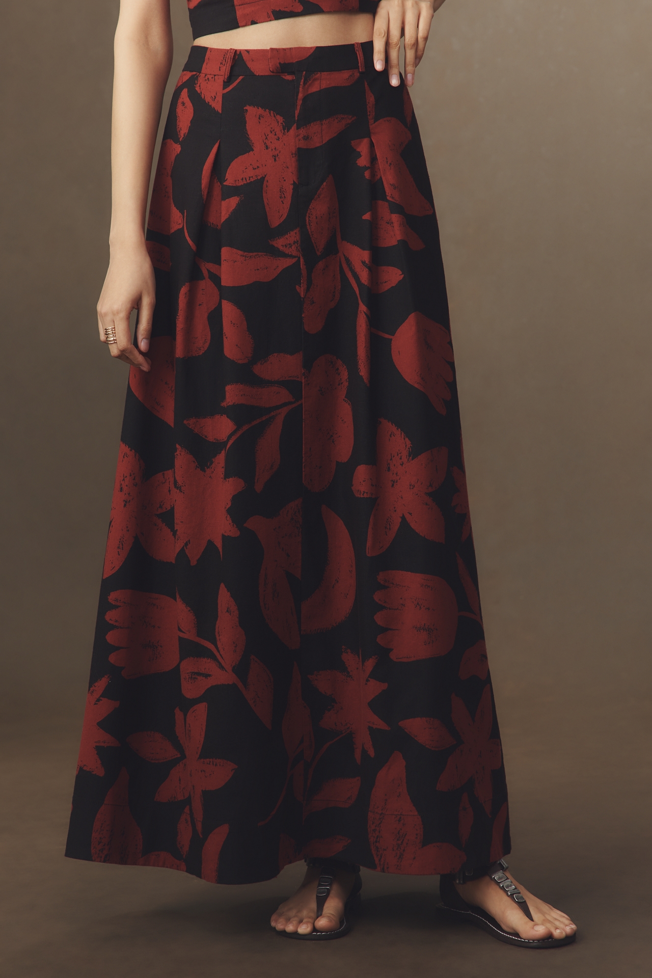 By Anthropologie Linen Blend Maxi Skirt