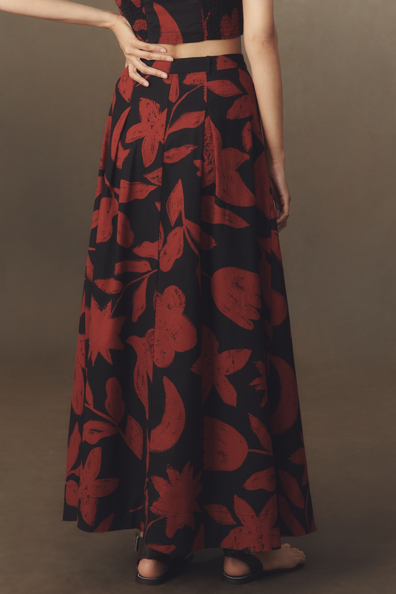 By Anthropologie Linen Blend Maxi Skirt