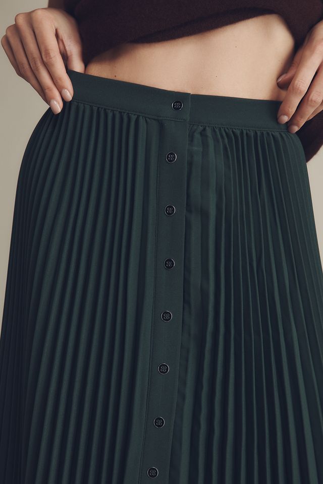 Maeve Pleated Button-Front Midi Skirt #1