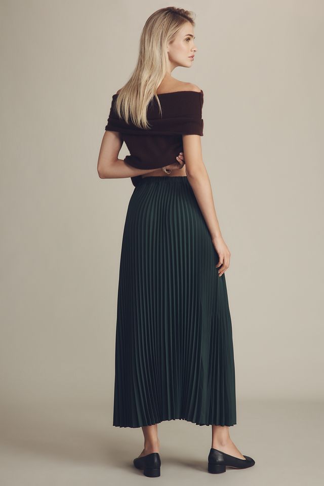 Maeve Pleated Button-Front Midi Skirt #2