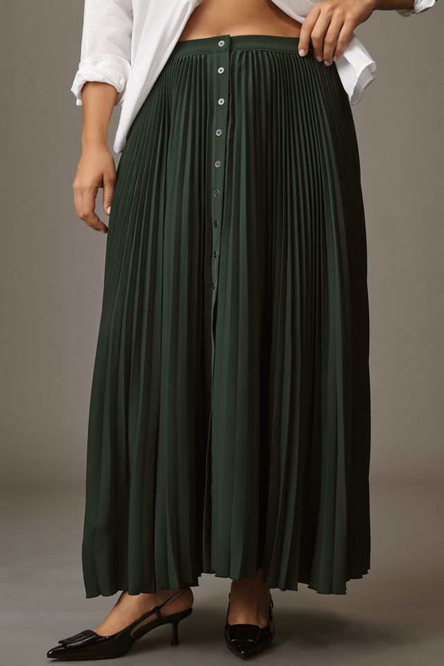 Maeve Pleated Button-Front Midi Skirt #5