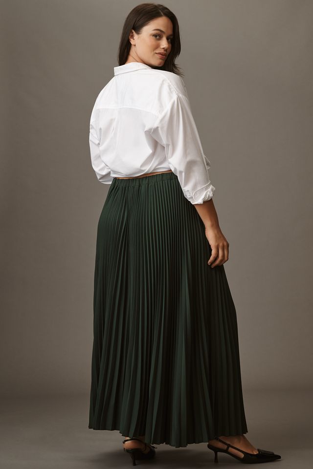 Maeve Pleated Button-Front Midi Skirt #6