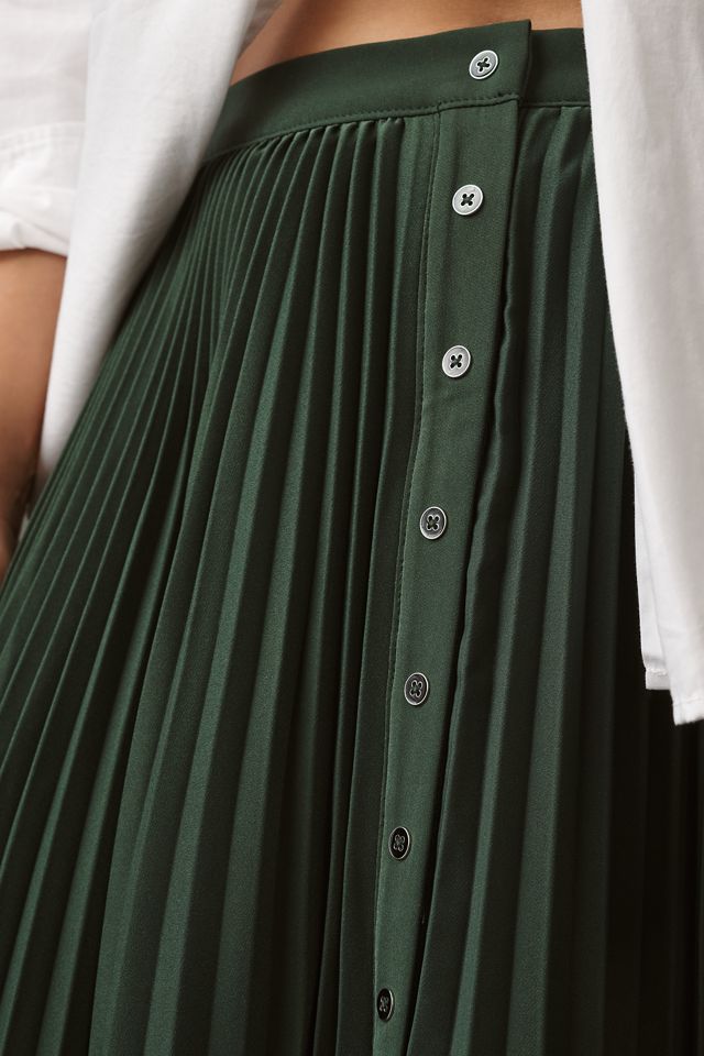 Maeve Pleated Button-Front Midi Skirt #7