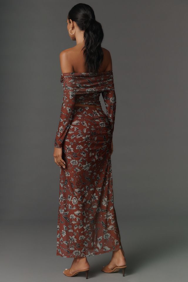 The Aleda Mesh Ruched Maxi Skirt by Maeve #2