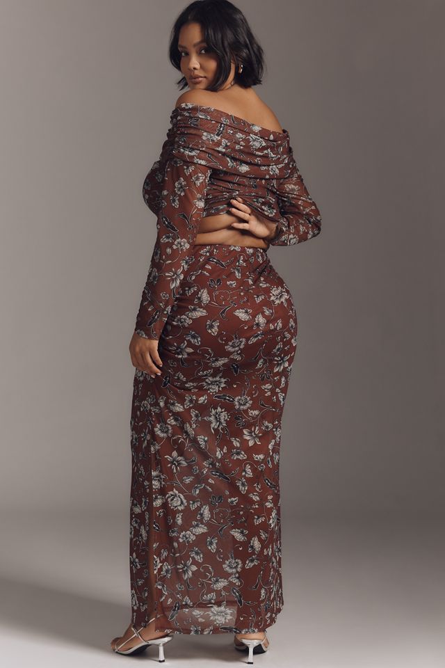 The Aleda Mesh Ruched Maxi Skirt by Maeve #5