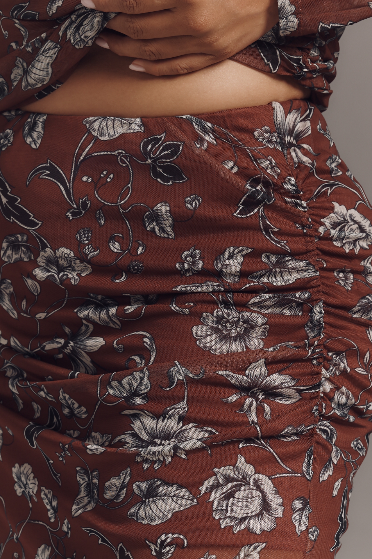 The Aleda Mesh Ruched Maxi Skirt by Maeve