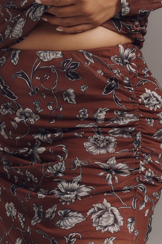 The Aleda Mesh Ruched Maxi Skirt by Maeve #6