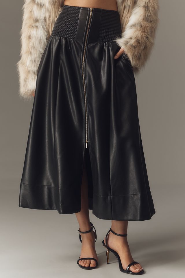 The Tommie Faux-Leather Zip-Front Midi Skirt #6