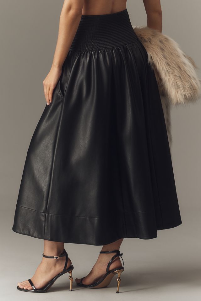 The Tommie Faux-Leather Zip-Front Midi Skirt #7