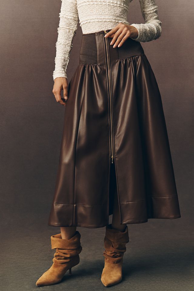 The Tommie Faux-Leather Zip-Front Midi Skirt #2