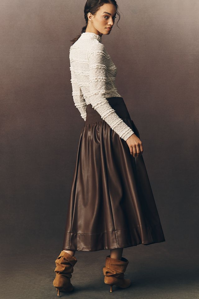 The Tommie Faux-Leather Zip-Front Midi Skirt #1