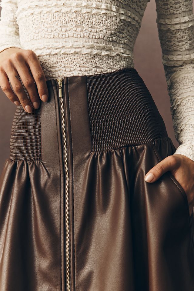 The Tommie Faux-Leather Zip-Front Midi Skirt #3