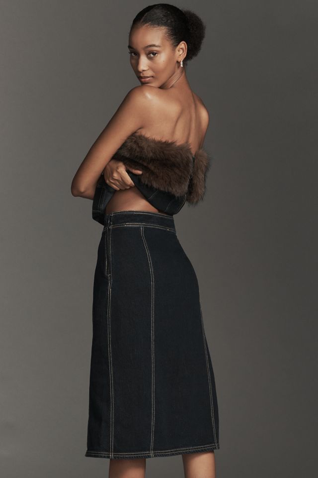 Pilcro Seamed Side-Slit Denim Midi Skirt #2