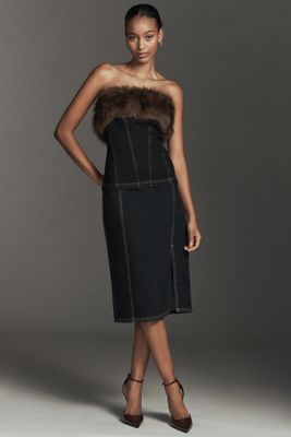 Gonna di jeans midi Pilcro con spacchi laterali e cuciture