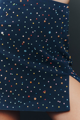 Maeve Candy Side-slit Mini Skirt In Blue