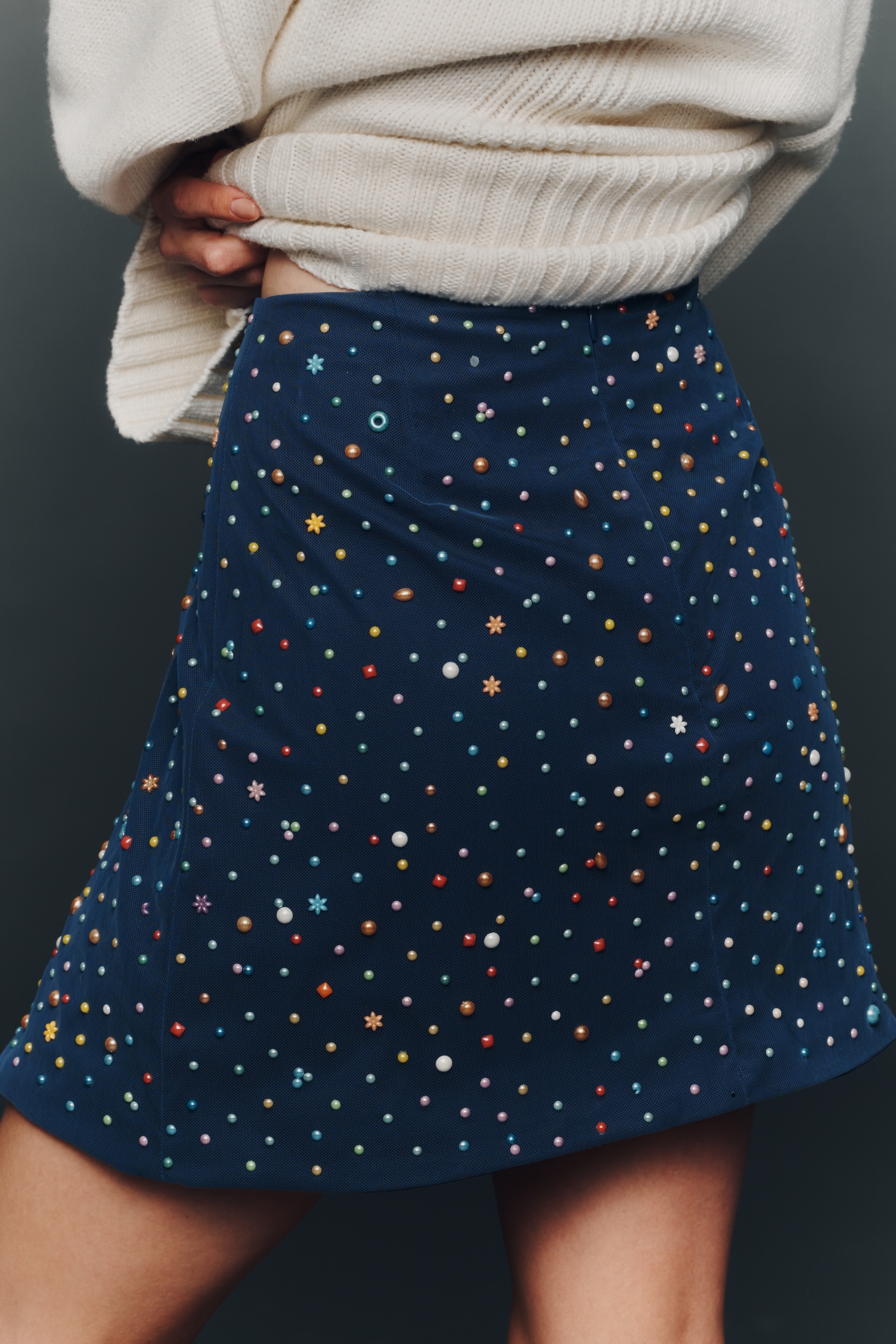 Maeve Candy Side-Slit Mini Skirt