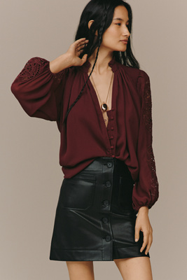 Maeve The Colette Faux-leather Mini Skirt By  In Brown