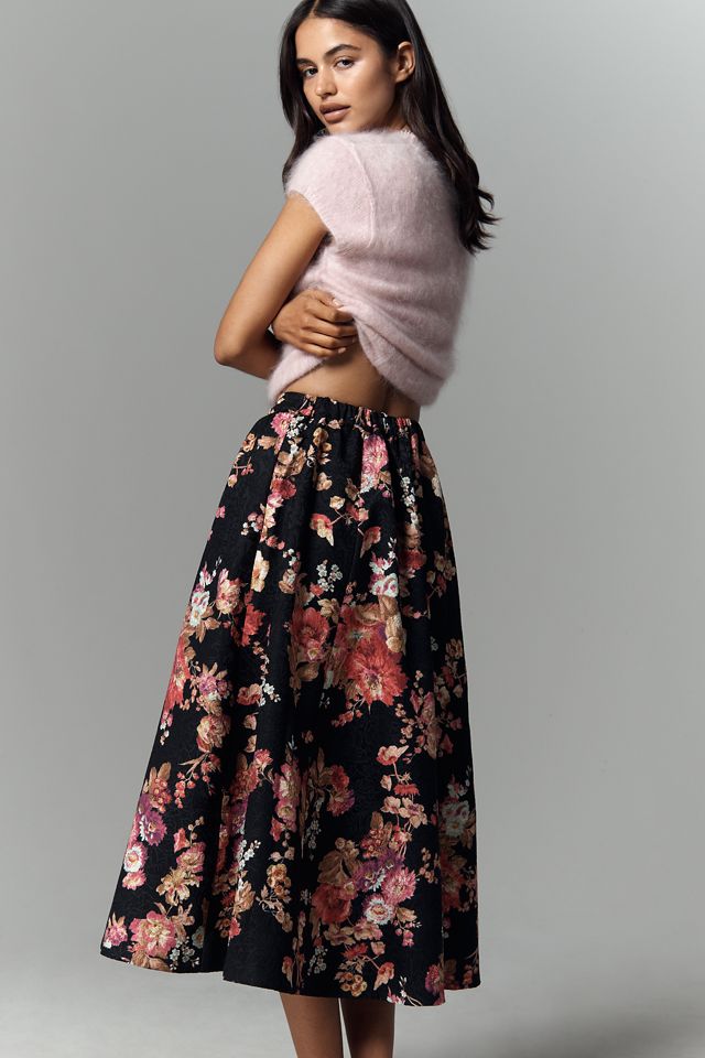 The Jacie Floral Jacquard Midi Skirt by Maeve #1