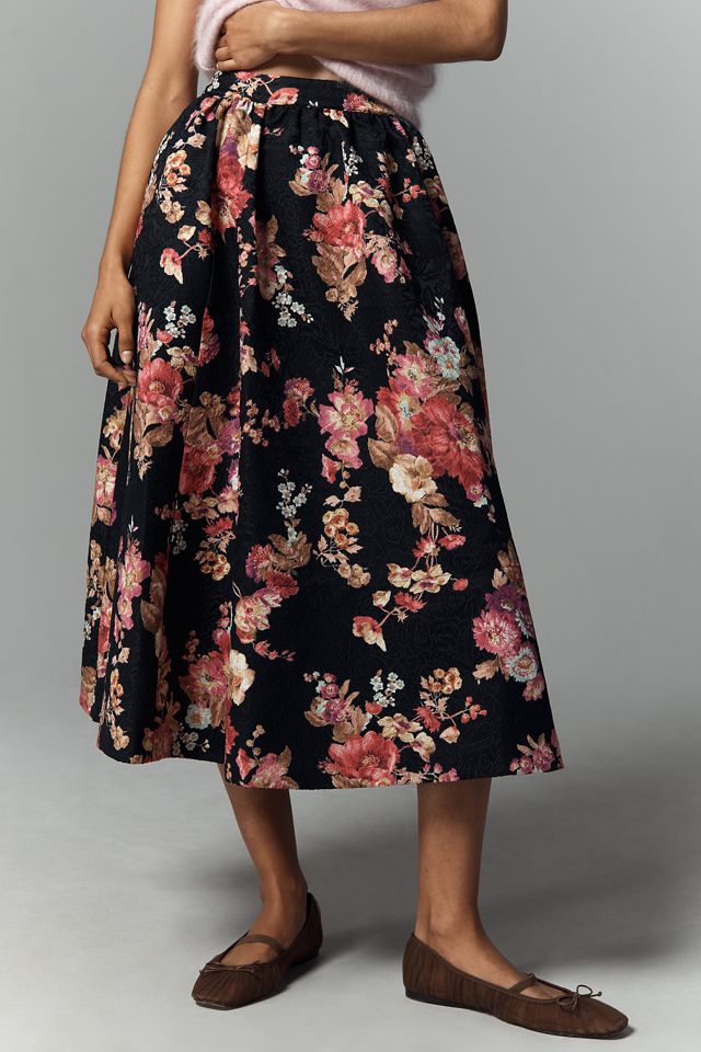 The Jacie Floral Jacquard Midi Skirt by Maeve #2