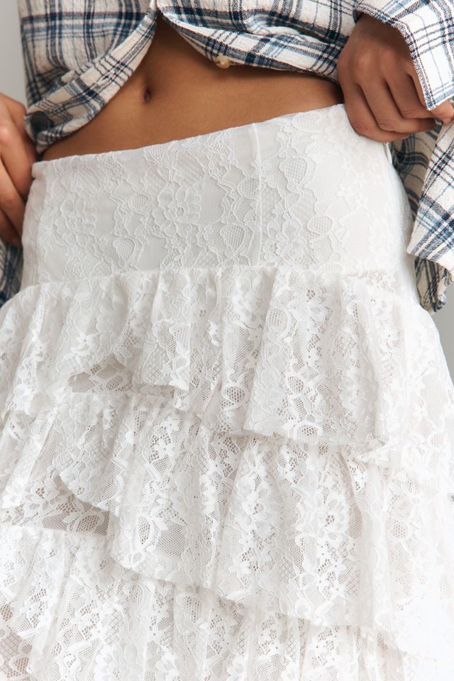 By Anthropologie Tiered Lace Midi Skirt | Anthropologie