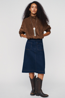 Colette Denim A-Line Skirt by Maeve