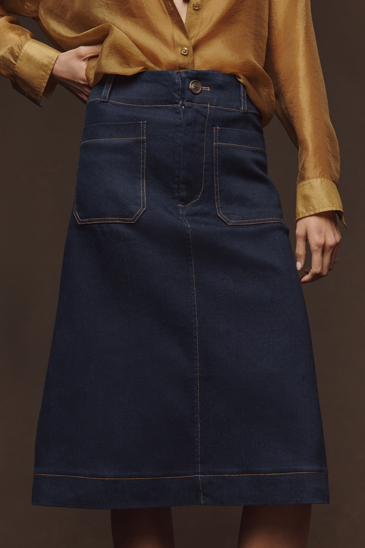 The Colette Denim A-Line Skirt by Maeve