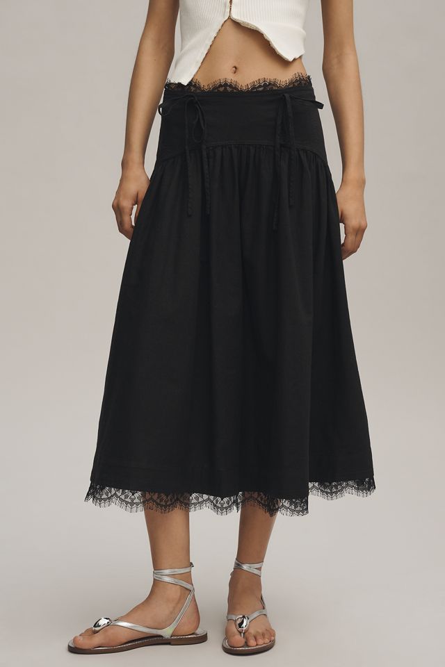 By Anthropologie Waisted Lace Trim Skirt #3