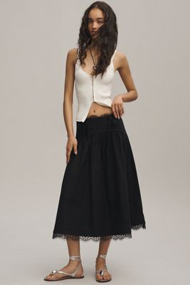 Jupe à taille cintrée avec bordure en dentelle By Anthropologie