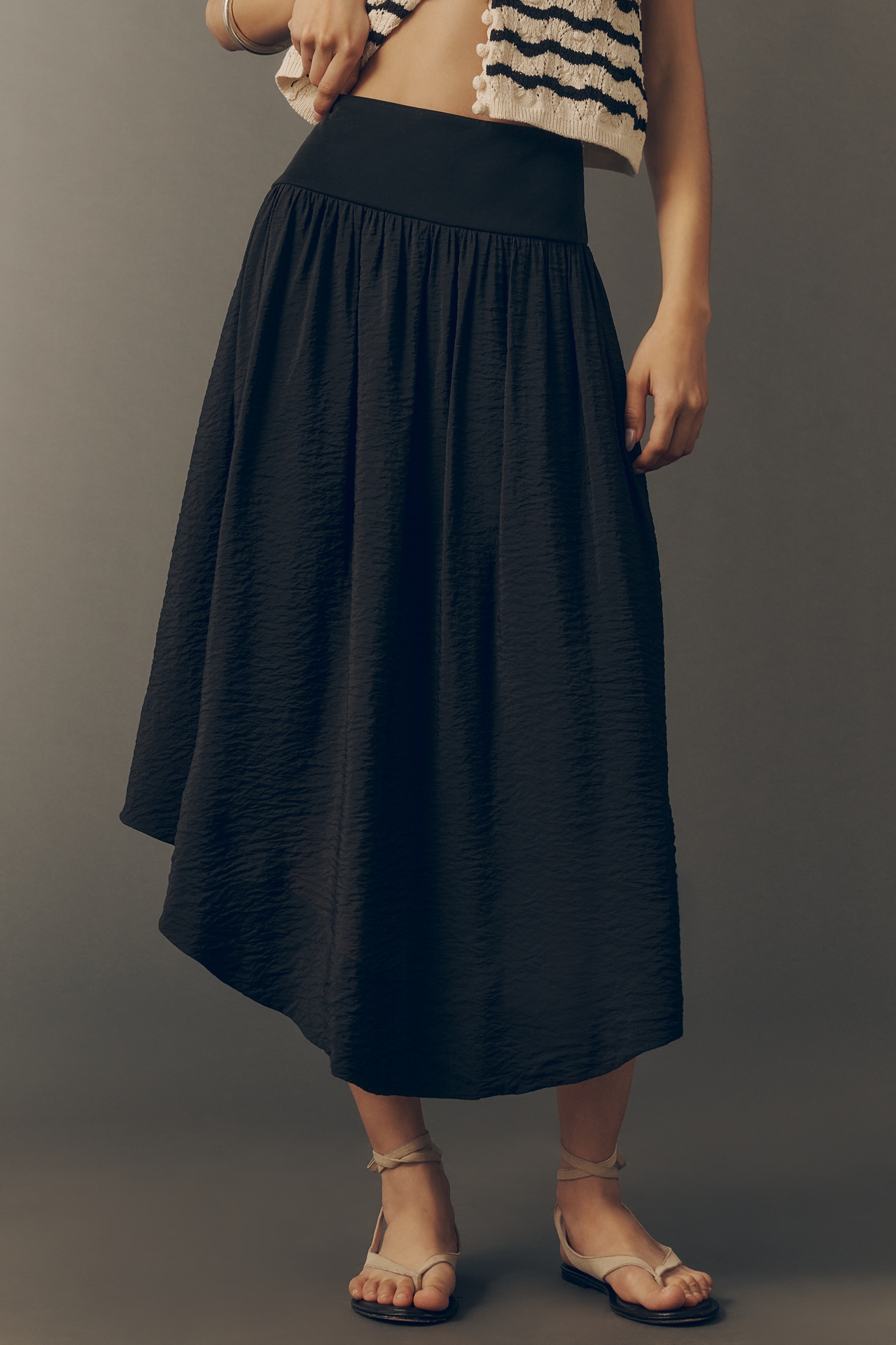 By Anthropologie Drop-Waist Midi Skirt