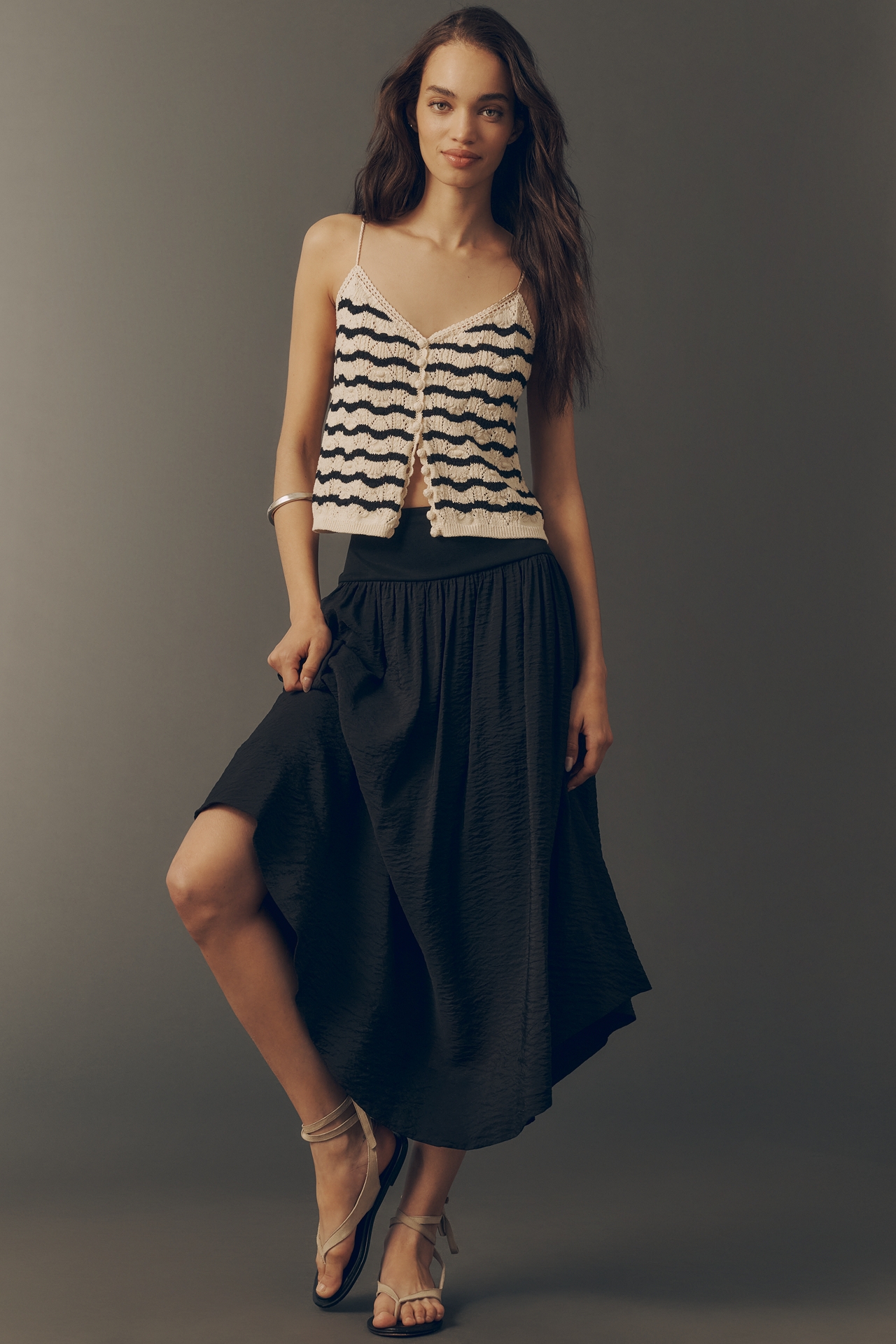 By Anthropologie Drop-Waist Midi Skirt