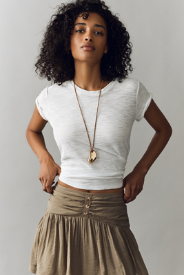 By Anthropologie Button-waist Mini Skirt In White