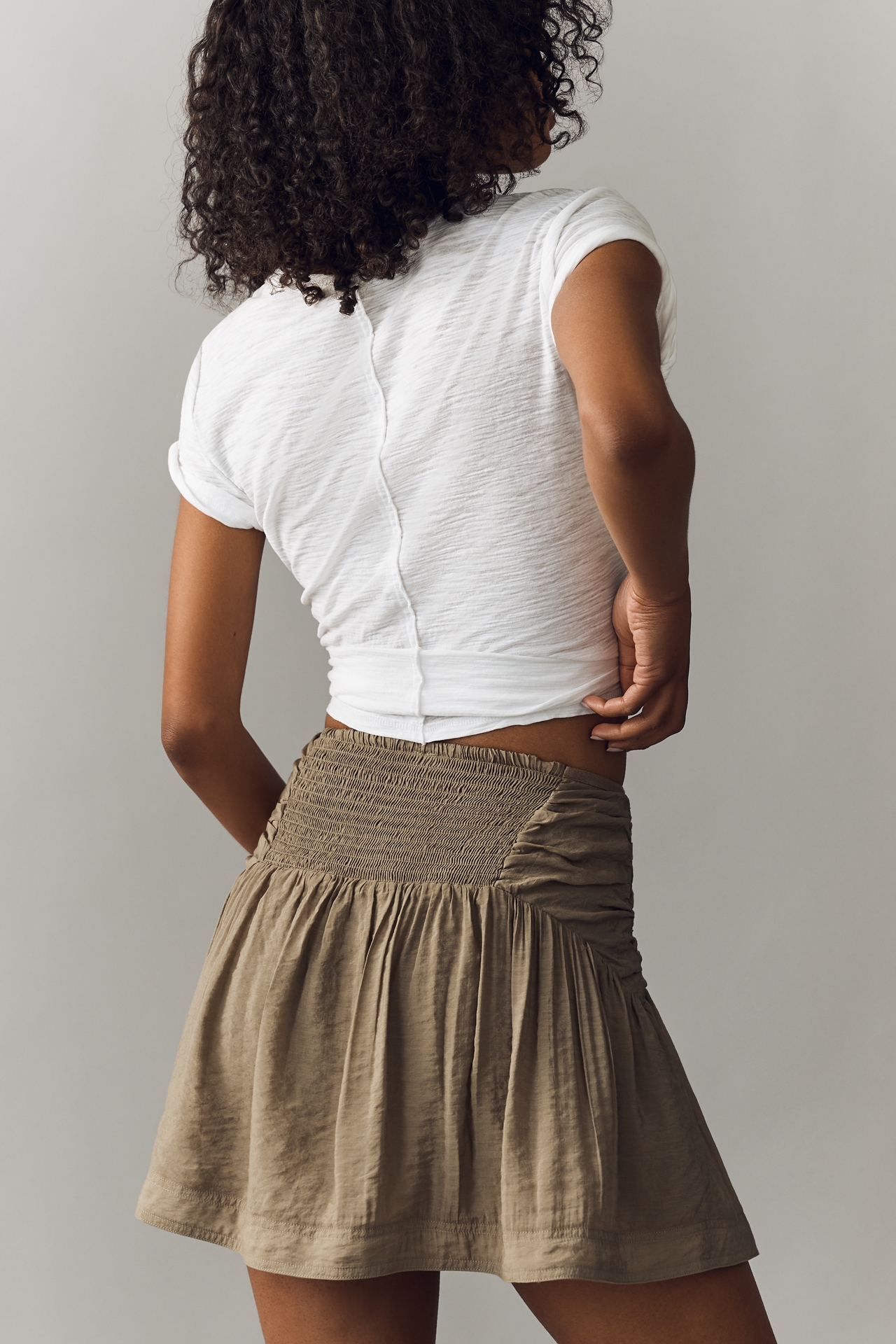 By Anthropologie Button-Waist Mini Skirt