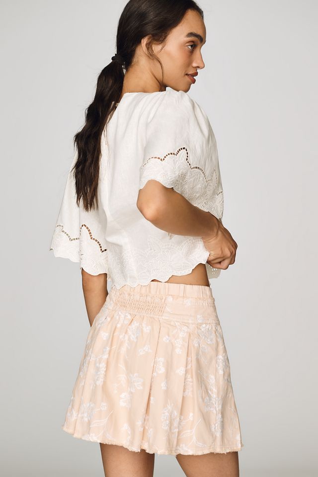 By Anthropologie The Washed Embroidered Mini Skirt #2