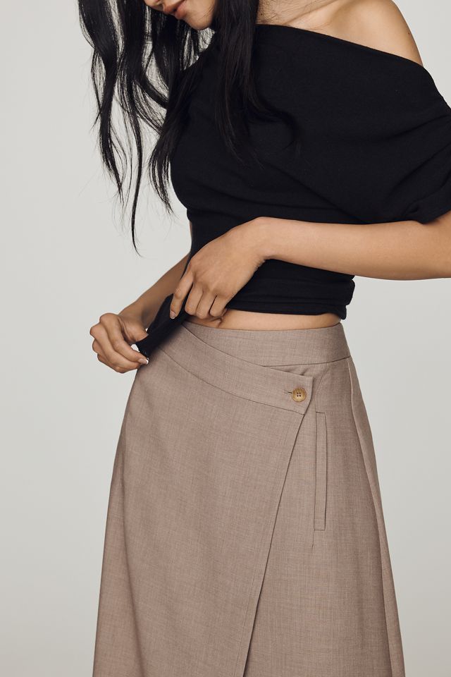 By Anthropologie Crossover Wrap Maxi Skirt #2
