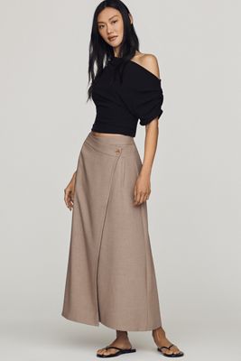By Anthropologie Crossover Wickel-Maxirock