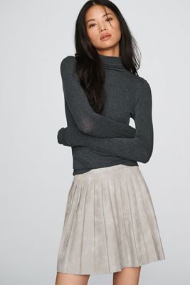 By Anthropologie Faux-Leather Pleated Mini Skirt