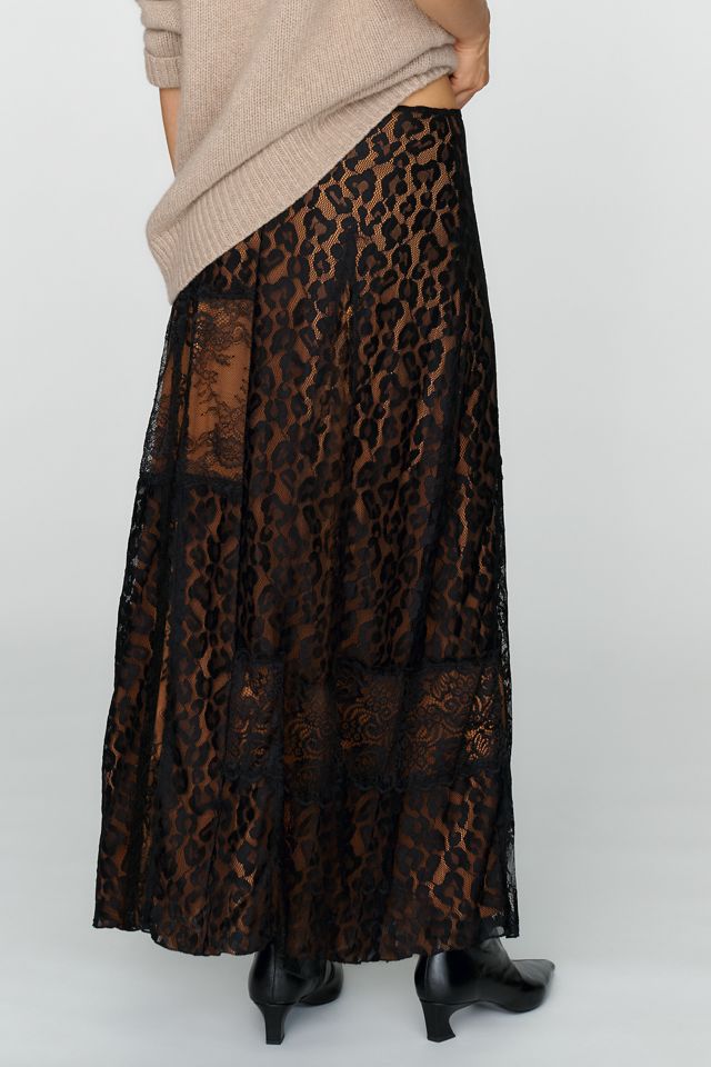 Jupe longue à empiècement en dentelle By Anthropologie #4