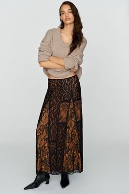 By Anthropologie Lace Godet Maxi Skirt
