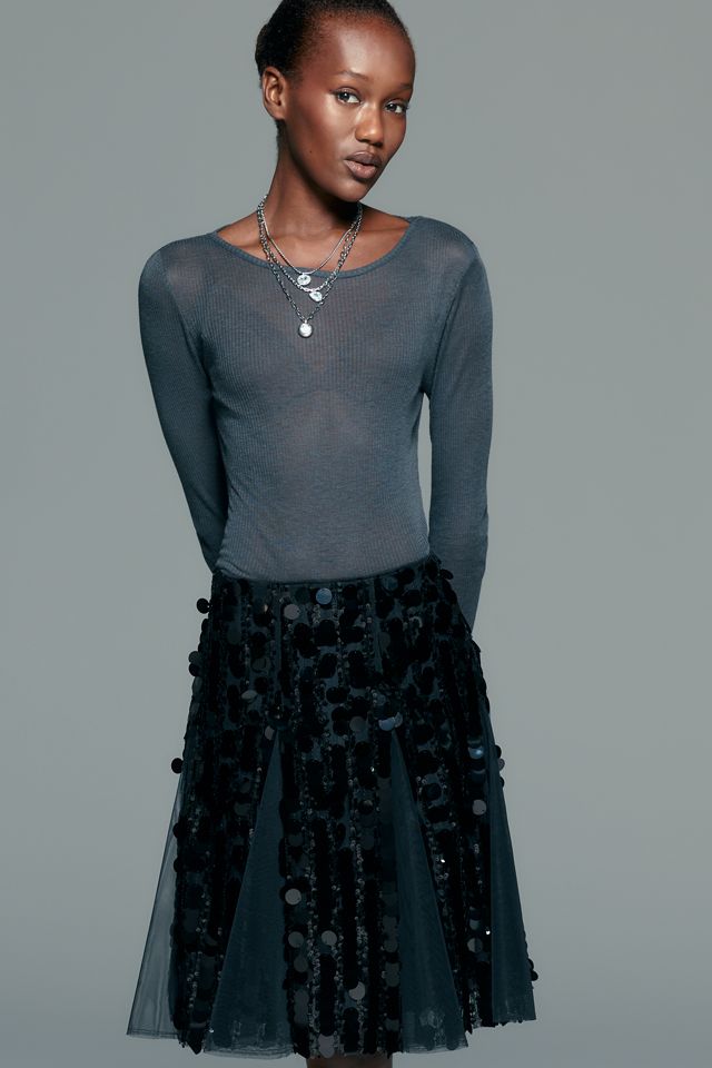 By Anthropologie Sequined Godet Mini Skirt #1