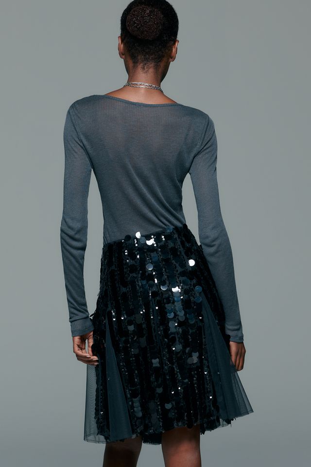 By Anthropologie Sequined Godet Mini Skirt #2