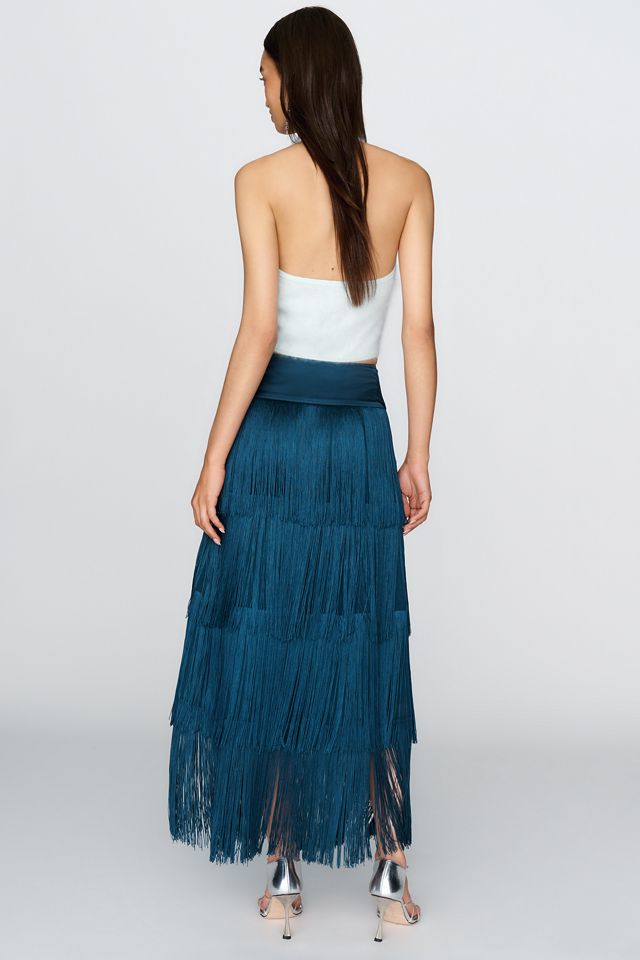 By Anthropologie Tiered Fringe Midi Skirt #2