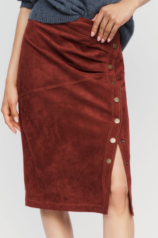 Pilcro Faux Suede Side Button Midi Skirt #1