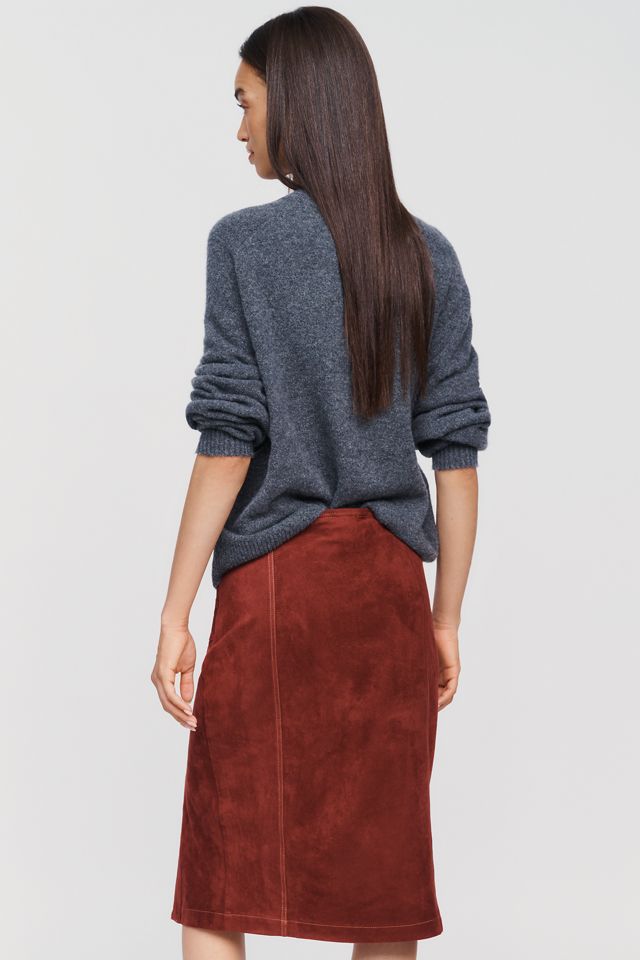 Pilcro Faux Suede Side Button Midi Skirt #2