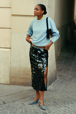 Maeve Sequined Midi Skirt by Anthropologie