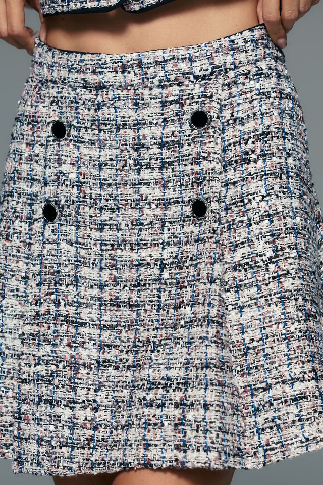 Maeve Sequin Tweed Mini Skirt #1