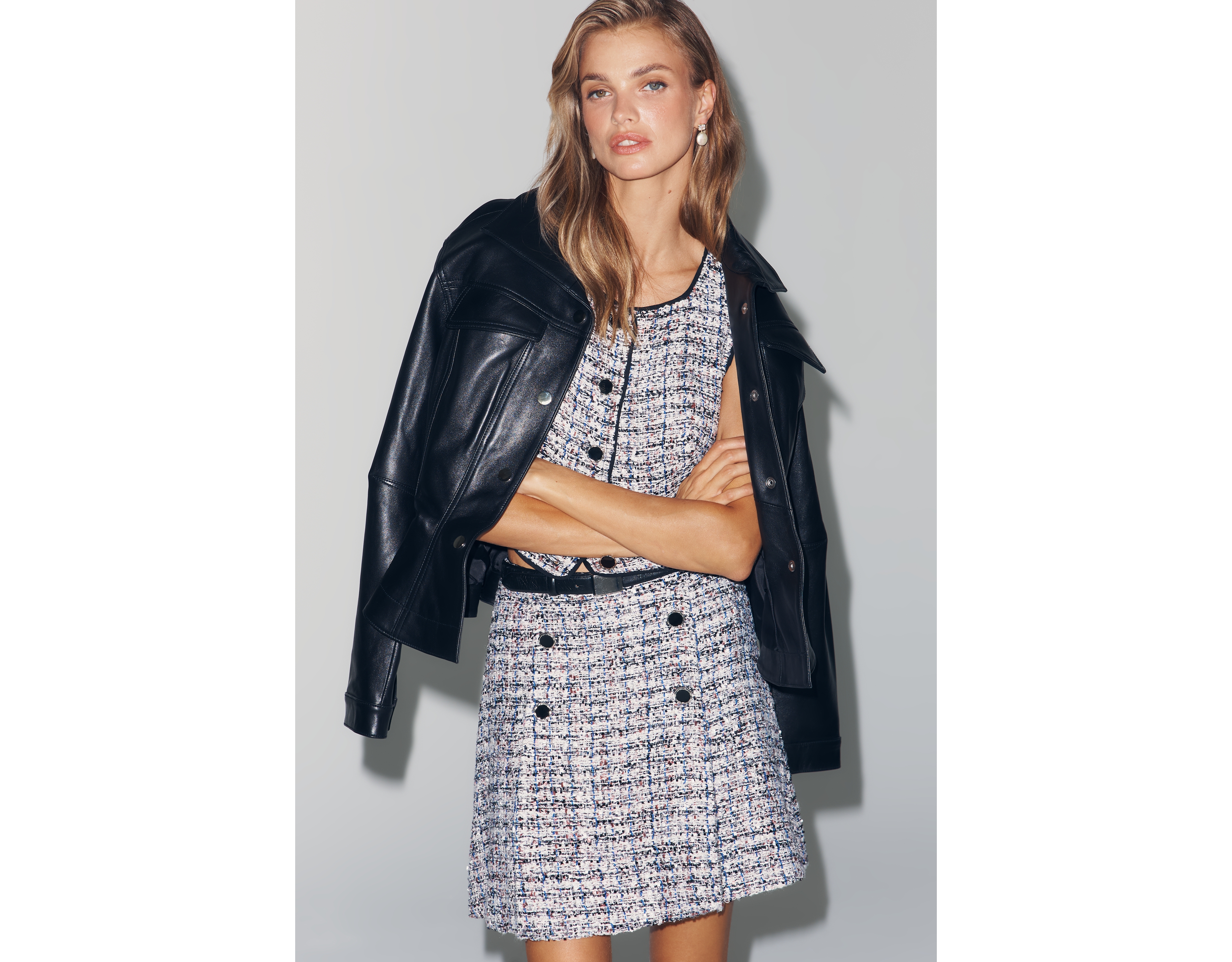 Maeve Sequined Tweed Mini Skirt