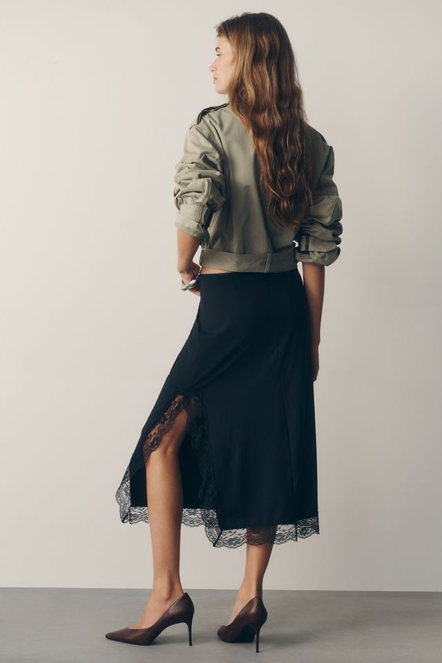 By Anthropologie Lace Trim Midi Skirt #4