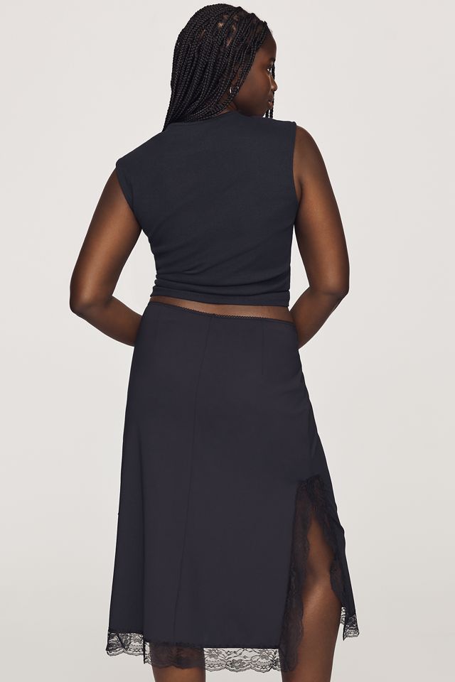 By Anthropologie Lace Trim Midi Skirt #7